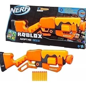 NERF Roblox Adopt Me!: Bees! Lever Action Dart Blaster, Rotating 8-Dart Drum,...